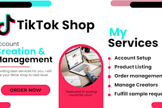 setup and manage tiktok shop, product listing promotion for tiktok shop sales