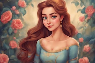 draw you a beautiful portrait in disney cartoon style