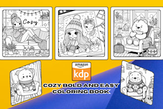 cozy bold and easy coloring book page for kids and adults