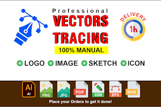 do vectorize, redraw, vector tracing, recreate your logo or image within 24hrs