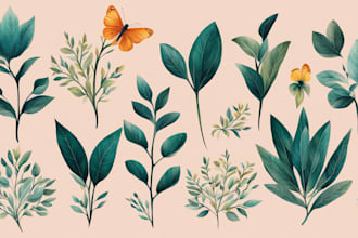 design a digital art botanical boho logo