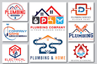 design plumbing, heating, oil, gas, construction, electrical and air hvac logo