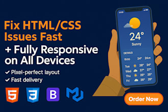 fix html, css and responsive design issues