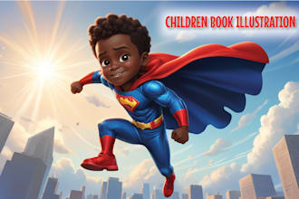 draw african american children storybook illustration