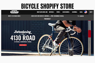 design a dynamic bicycle shopify store, bicycle website, bike rental website