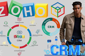 set up zoho CRM, zoho campaigns, zoho books, zoho forms, zoho sites, zoho desk