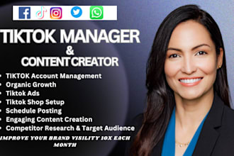 setup, manage tiktok ads campaign, tiktok shop,  tiktok manager, content creator