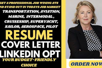craft transportation resume for aviation, marine, IT, intermodal and cruiseship