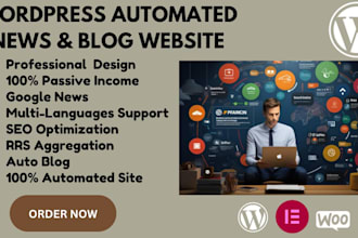build automated  news website and rrs aggregator on wordpress for passive income