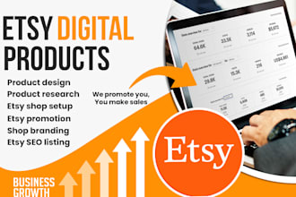 set up etsy shop, etsy digital products with optimized SEO listing