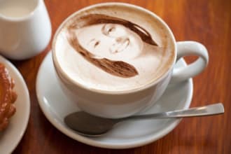 write text or put your logo in coffee cup