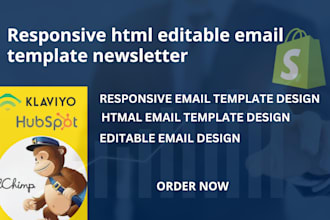 design responsive html editable email template newsletter in mailchimp, klaviyo
