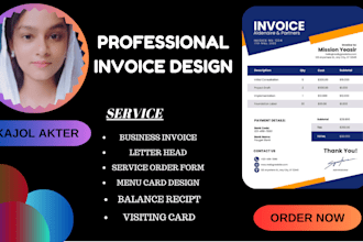 provide professional invoice design , order form letterhead
