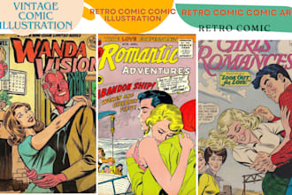 draw retro comic vintage illustration marvel  graphic novel comic book cover