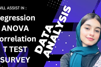 do anova, t test, regression analysis, survey data analysis,chi square