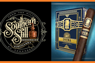 create unique cigar brand, labels, box, ring tube logo