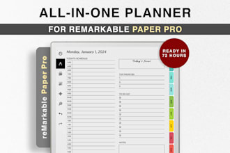 design remarkable paper pro digital planner, journal, 2025 planner