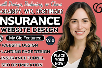 design, clone wix, godaddy, hostinger insurance website, landing page design