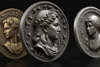 sculpt 3d coin model 3d bas relief challenge coin 3d  model crypto coin 3d cnc