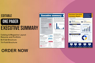 one pager executive summary brochure one pager design executive summary catalog