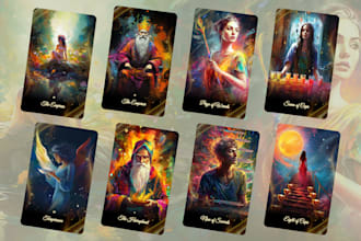 design a custom full tarot card deck in a unique style