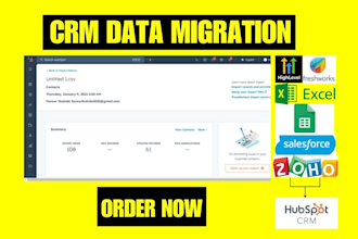 migrate data from spreadsheet, excel, zoho crm salesforce gohighlevel to hubspot