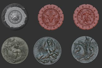 sculpt 3d printable coin model crypto token logo meme coin bas relief medallion