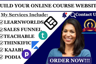 create thinkific online course website teachable learnworld kajabi podia website