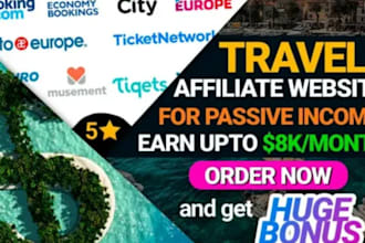 build automated travel affiliate website, travel blog website for passive income