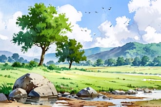 draw awesome watercolor environment concept art