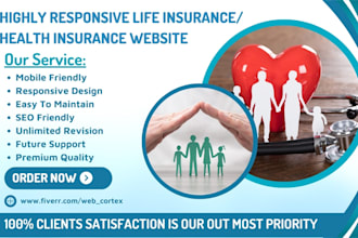 design life insurance website, health insurance website or landing page design
