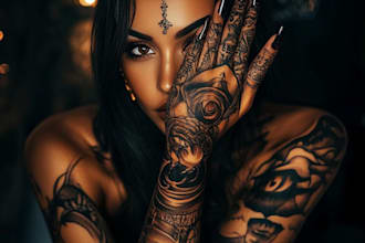desing a tattoo in sleeve art style