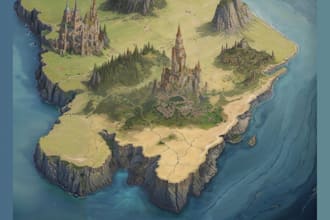 draw fantasy map for your book, rpg, 4k dnd with inkarnate map illustration