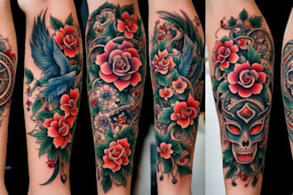 create a traditional or old school style tattoo design