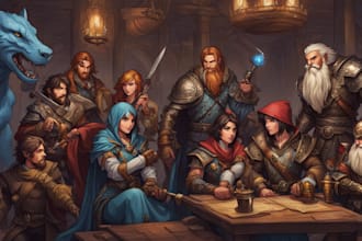 draw a dnd party art and d and d character for you