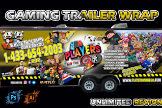 do professional gaming trailer wrap, box truck, long trailer, semi truck wrap