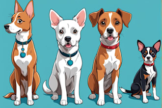 draw pet portrait into cartoon vector art