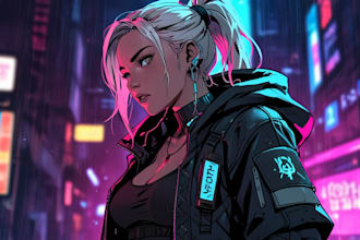 draw cyberpunk illustration style