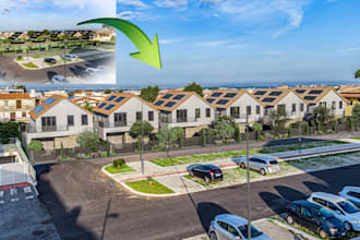 insert your 3d building on a drone photo