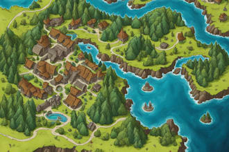 make fantasy map illustration for dnd, novels and games