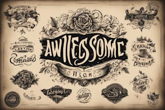 create awesome vintage logo , tattoo and hand lettering
