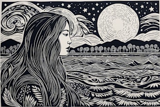 create an artistic linocut illustration in my own style