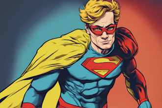 illustrate a superhero pop art portraits