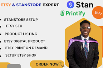 set up etsy shop, etsy print on demand, etsy digital product etsy seo listing