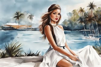 draw a fashion illustration, sketch, portrait