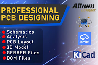 do pcb designing and analysis using altium, easy eda pro, and proteus