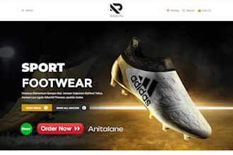 design shoe website, shopify store, fashion store, footwear, sport footwear