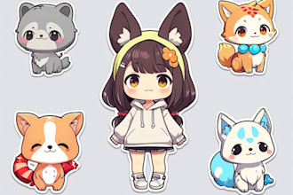 design cute chibi character cartoon animal or sticker
