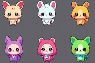 draw chibi cute cartoon animal or sticker for logo mascot
