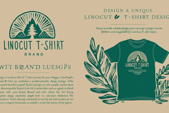 create linocut tshirt design for brands